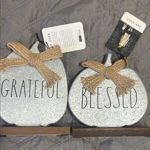 Rae Dunn Silver Metal Pumpkin Decor bundle